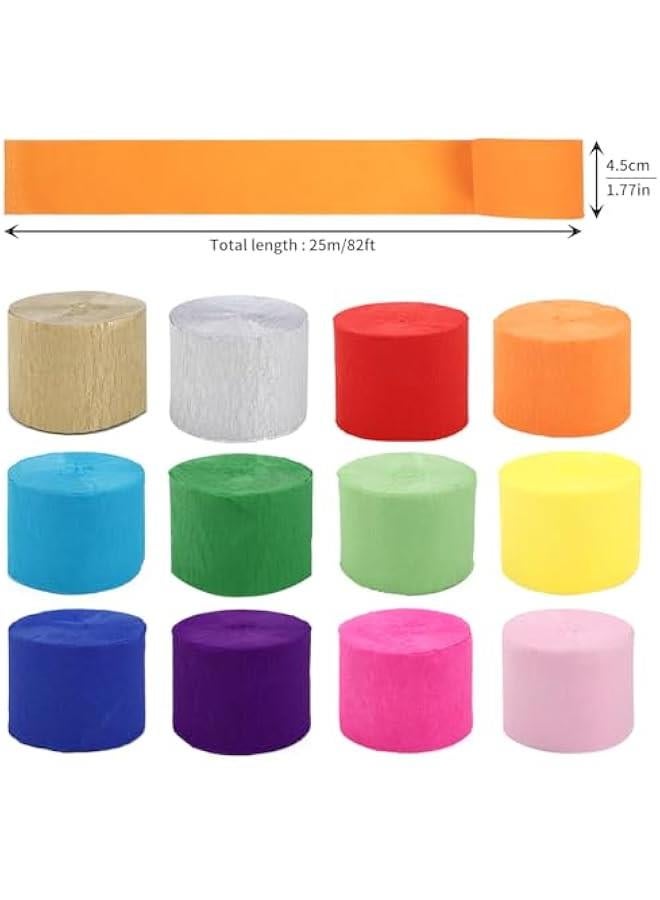 12 Rolls 300CM Crepe Paper Streamers in 12 Colors for Rainbow Party Decorations Wedding Ceremony Birthday Indoor Decoration - Image 2